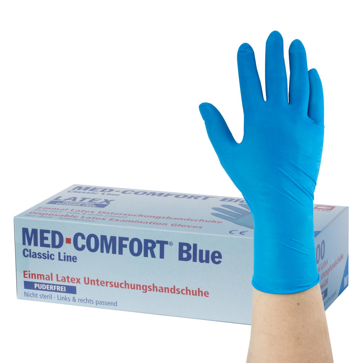 MED-COMFORT Blue - Latexhandschuhe, puderfrei, 100 Stück (01113)